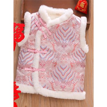 寶寶過年服唐裝馬甲加絨加厚嬰兒新年裝漢服男童女童國風拜年背心