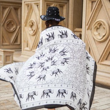 夏季泰國巴厘島旅游圍巾海邊超大防曬絲巾紗巾民族風棉麻外搭披肩