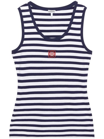 LOEWE - Bengal-stripe jersey tank top - women - Viscose - S - White