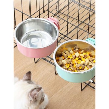 寵物食盆懸掛式不銹鋼狗碗貓碗防打翻籠子固定貓盆飲水盆狗盆用品