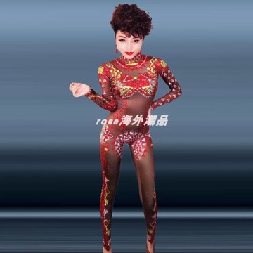 新款棕色閃亮水鉆全長性感俱樂部穿著女式緊身衣褲適合俱樂部