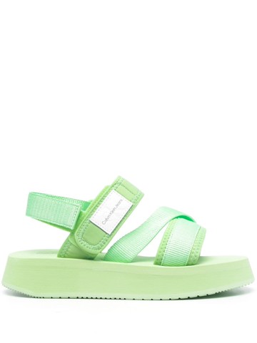 Calvin Klein Jeans - logo-patch platform sandals - women - Rubber/Rubber/Recycled Polyester/Spandex/Elastane - 39 - Green