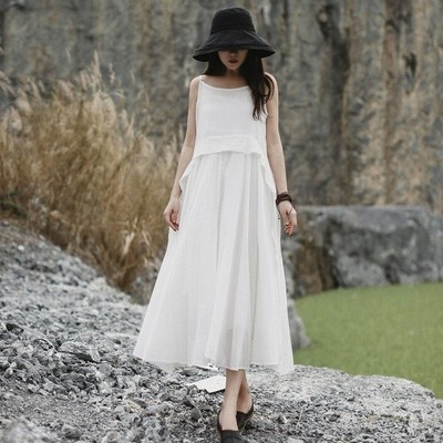 レディース 春夏 ワンピース ノースリーブ ロング丈 綿麻混 キャミワンピ コットンリネン マキシワンピース きれいめ ゆったり カジュアル 着痩せ 通販 Lineポイント最大get Lineショッピング