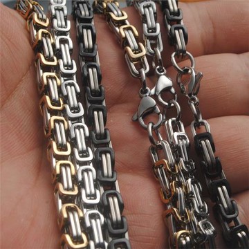 鈦鋼項鏈男生街頭個性飾品歐美拜占庭鏈帝王鏈不銹鋼配飾鏈條黑色