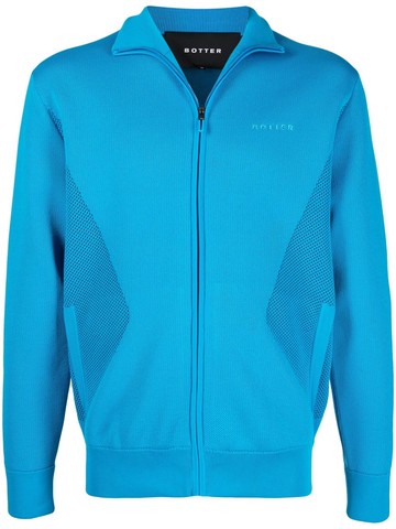 Botter - embroidered-logo zip-up sweatshirt - men - Wool/Polyester - L - Blue