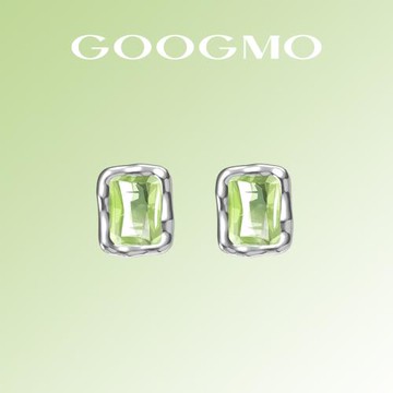 GOOGMO微光寶石耳釘小眾設計高級感氣質簡約綠色耳飾2025年新款潮