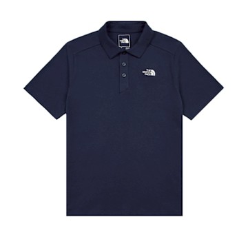 The North Face 男女純棉舒適透氣短袖 POLO衫- U S/S COTTON POLO - AP -藍色 -NF0A8EY78K2