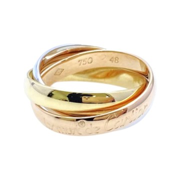Cartier 卡地亞 18K 三色三金 Trinity 三環戒指 48 【二手名牌BRAND OFF】