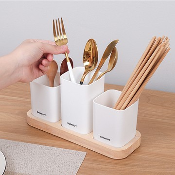 E.City_橡木底座餐具3格收納組