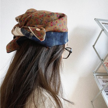 復古雙面多功能頭巾 春夏三角巾 遮陽披肩棉麻領巾 防曬面巾【不二雜貨】