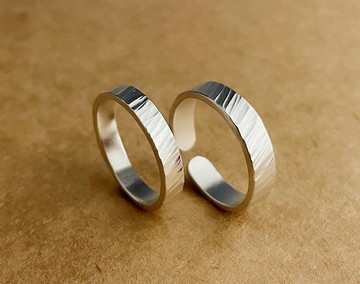 斜木紋銀戒/純銀戒指/情侶對戒/手作金工/客製化商品