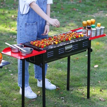 燒烤架 烤肉架 戶外烤架 燒烤爐 烤肉爐 戶外燒烤爐 加厚木炭烤肉野外便攜式 大號家用全套工具不銹鋼燒烤架