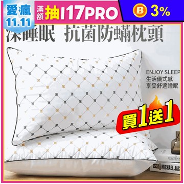 (買一送一)天柔家深沉睡眠防螨抗菌枕頭 可水洗 蓬鬆柔軟高回彈