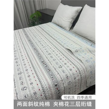 雙面純棉床蓋單件四季通用全棉夾棉防滑床單加厚絎縫被榻榻米炕單