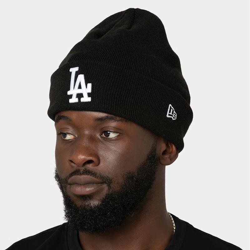 ニューエラ New Era ニット帽 ロゴ 帽子 NY LA beanie in black 