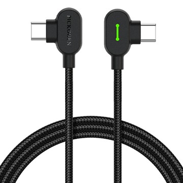 PICKOGEN 雙彎頭L型 USB-C TO Type-C PD充電傳輸編織快充線 LED 2M 支援iPhone17/16/15系列/安卓