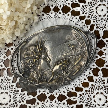 50573-絕美法國古董錫盤