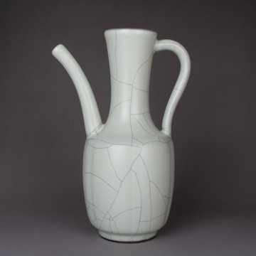 宋官窯粉青釉執壺茶壺酒壺裂紋釉 古玩瓷器古董陶仿古陶瓷收藏品