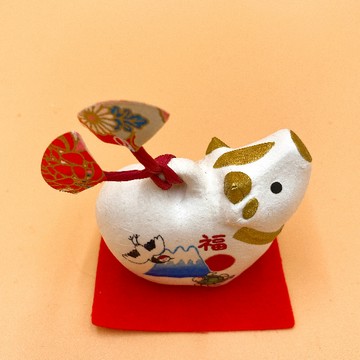 【招福干支】開運干支 生肖牛 緣起物 干支丑和紙貼土鈴