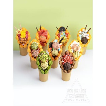 港式冰激凌球仿真雞蛋仔模型仿真食品模具滋蛋仔假樣品擺設展示