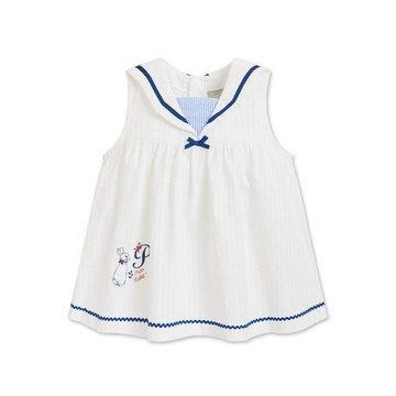 夏日比得海軍風純棉無袖上衣