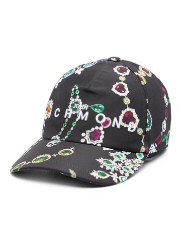 John Richmond - graphic-print cap - men - Polyamide/Cotton - L/XL - Black