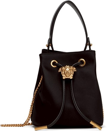 Versace 黑色迷你 La Medusa Satin 水桶包