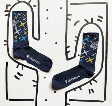 義大利Italy 潮流運動襪 livesbam 經典原創設計製造 SBAM BLU