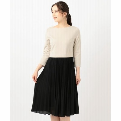 S Size Onward 小さいサイズ エスサイズオンワード 追加生産分入荷 ジャージコンビプリーツ ワンピース アイボリー系 S2 通販 Lineポイント最大get Lineショッピング