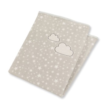 Sterntaler雲朵白星星淺灰輕柔毯