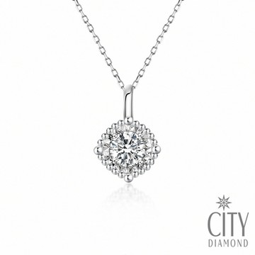 【City Diamond 引雅】18K天然鑽石白K金放大效果鑽墜 項鍊(璀璨流光系列)