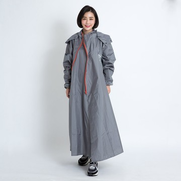 Outperform 去去雨水走斜開雙拉鍊專利連身式 暗岩灰 專利雙拉鍊 斜開拉鍊 一件式雨衣 連身式雨衣《比帽王》