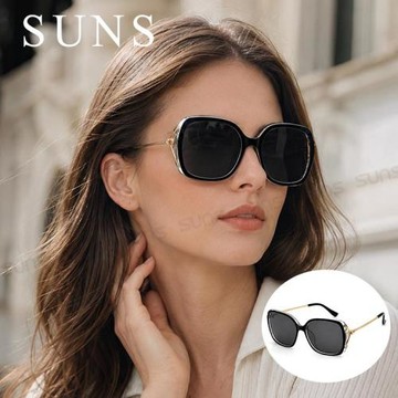 【SUNS】時尚精緻鏤空水滴鑲鑽造型 Polarized淑女偏光墨鏡 大框顯小臉 防眩光 抗UV400