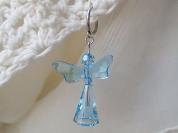 快樂水天使　施華洛世奇元素&不鏽鋼耳圈夾耳環(一個)