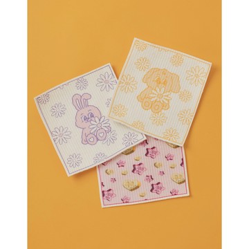 AIR SPACE 【Lyra & Toby】彩色印花木漿纖維抹布(3入)(不分色) 小物 現貨