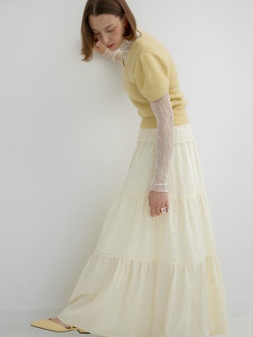 SPRING CASHMERE PUFF SLEEVE KNIT SWEATER [YELLOW]