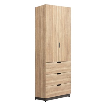 Boden-尼亞德2.5尺二門三抽衣櫃(單吊桿)-76x57x202cm