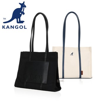 🔜 快速出貨 KANGOL 英國 袋鼠 皮革背帶帆布托特包 大方包【66551706】包包 肩背包 媽媽包 手提包