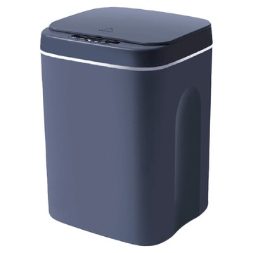 現代風感應式垃圾桶 內置LED燈光 揮手/震動感應 適用潮濕環境  16L  霧藍色