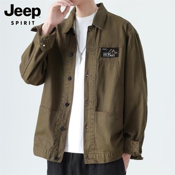 JEEP SPIRIT夾克男士春季2026新款工裝茄克純棉運動休閑外套男裝