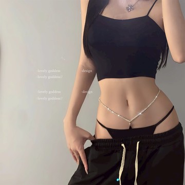 【性感百搭】雙腰鏈內褲 辣妹內褲 水鑽內褲 性感內褲 女式內褲 御姐風設計 高腰提臀 多色可選 夜店派對穿搭