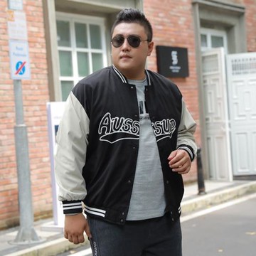 春秋棒球服男潮牌寬松美式青少年加肥加大大碼ins休閑夾克外套男