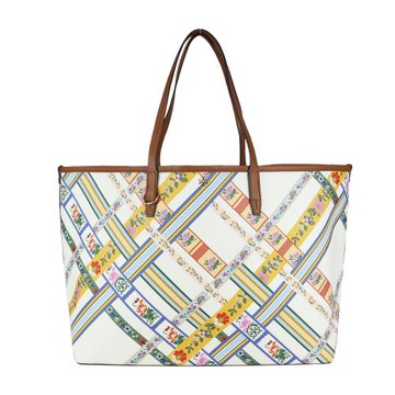 TORY BURCH KERRINGTON 方形多色PVC托特包-白