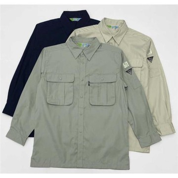 外貿男士春夏薄款大口袋后背透氣襯衫休閑純色耐磨工裝長袖外套
