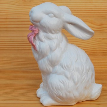 可愛家居飾品 陶瓷12十二生肖擺件 花園新房瓷器兔子婚慶禮品玉兔1入