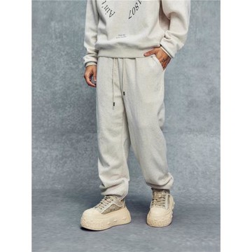 1807 刺繡冬奧絨束口衛褲秋冬純棉休閑褲寬松美式長褲【清倉】