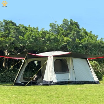 黑膠二室一廳 帳篷 多人戶外野營 過夜 防暴雨加厚遮陽 防曬便捷式天幕ws8261
