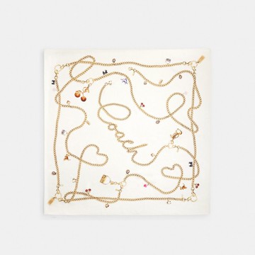 CHARMS 印花桑蠶絲方形圍巾
