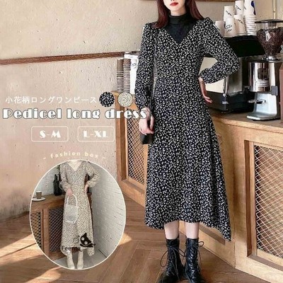 ワンピース 小花柄 ロングワンピース ハーフネック 重ね着 レイヤード ドッキング パフスリーブ 通販 Lineポイント最大get Lineショッピング
