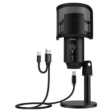 Fifine K683B USB 心型指向電容式麥克風 一鍵靜音 收音音量旋鈕  黑色